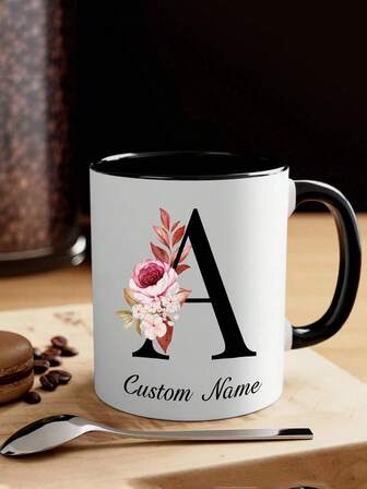 1 st. personlig namnmugg, från A-Ö namn 355 ml personlig mugg, personlig kaffe- och temugg, personlig namngåva, personlig present, Thanksgiving Day, julklappar, alla hjärtans dag, present till henne, present till mamma, heminredning, dekoration, multifunktionell, dekorativ, återanvändbar, utsökt, snygg, högkvalitativ, färgglad, modern, personlig, personlig, unik