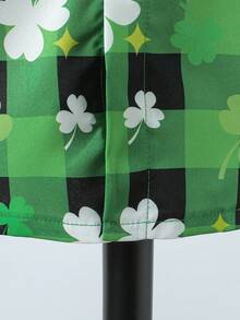 Boys' St. Patrick's Day Clover Print Button-Down Short Sleeve Shirt, Gift For St. Patrick's Day - Green - View 8