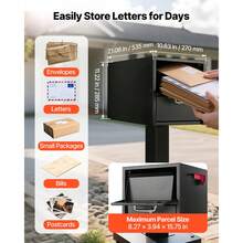Post Mount Mailbox, Anti-Pry & Anti-Theft Mailboxes For Outside, Heavy Duty Lockable Mail Box With Magnetic Door, Weather-Resistant Metal Post Box For House Outside 21.06 X 10.63 X 11.22 In - 2500-3000cu.in - 查看 3