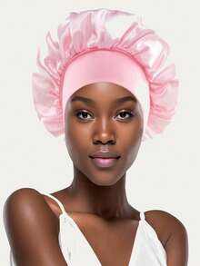 2 Pieces/1 Piece Of Silk Nightcap, Satin Hair Cap, Women's Wide Brimmed High Elastic Cap, Silk Nightcap, High-End Satin Hair Care Cap Hair Sleep Cap - Multicolor - View 8