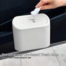 1pc White Mini Creative Car Trash Can - White - View 1