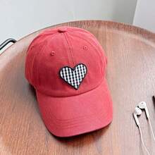 Gorras de béisbol para niños, gorras de camionero con bordado de corazón, ajustables, para el sol, para niñas - Burdeos - Ver 2