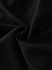 Young Girl Korean Velvet Off-Shoulder Strap Top With Ruffle Hem, Embroidered Floral Mesh Hem Belted Dress, Suitable For Outdoor, Party, Spring/Summer - Black - View 9