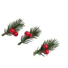 10/20pcs Artificial Christmas Pine Needles & Berries Fake Plants For DIY, Gift Box Decor & Party Supplies, Thanksgiving Wreath & Christmas Tree Decoration - Multicolor - View 6
