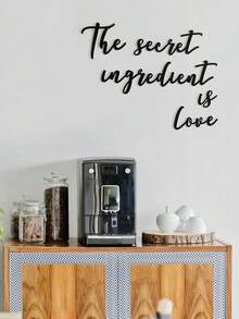 1-2张黑色英文字母“The Secret Ingredient Is Love”墙贴装饰，防水贴纸，PVC材质，易于粘贴和移除，适用于家居装饰、浴室装饰、房间装饰、客厅装饰 - 黑色 - 查看 3