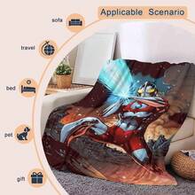 1pc " Classic Beam Battle Stance" Themed Blanket, Retro Comic Style, Soft Skin-Friendly, All-Season Use, Ideal Gift For Fans - Nhiều màu - Xem 9