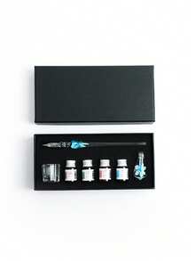 花朵玻璃蘸水笔，学生绘画书法文具，水晶玻璃笔，送朋友的礼品套装，学校奖品