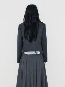 Solid Color Retro Casual Commuter Elegant Minimalist Small Jacket (Inner Garment Not Included) - Grey - View 7