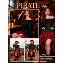 Medieval Pirate Queen Corset And Ruffle Maxi Skirt Sailor Costume For Halloween