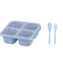 1pc 4-Compartment Lunch Box With Transparent Lid, Thick Plastic Meal Container With Utensils (Fork, Spoon), Dry Fruit Box, Candy Box, Fruit Box, Salad Box, Reusable For Back To School, Outdoor Camping, Kitchen Food Storage - Multicolor - View 10