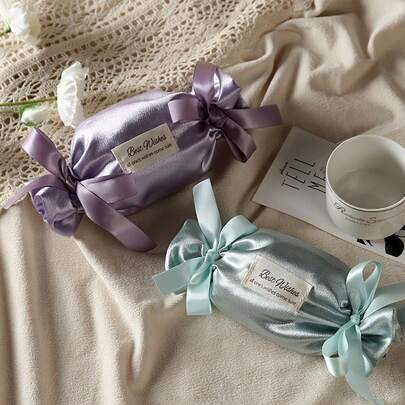 1pc Premium Solid Color Satin Double-Sided Drawstring Pouch, Wedding/Party Favor Gift Bag, Multiple Colors Available