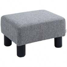 HOMCOM Rectangular Footstool Upholstered In Linen, Load Capacity Up To 150 Kg, For Living Room, Hallway, Grey - Grey - View 8