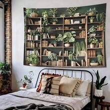 1pc Fantasy Library Tapestry Fairytale Tree Vintage Bookshelf Tapestry For Bedroom Retro Bookshelf Book Wall Decor For Classroom Study Room College Room Dorm, Durable Tapestries | Home Decor | 2D Flat | Festival Decor | Indoor Decor, Gift Tapestry - Style 2 - 查看 10