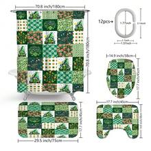 1pc/4pcs St. Patrick's Day Themed Bathroom Set, St. Patrick's Day Leprechaun/Clover/Plaid Shower Curtain Set, Bathroom Divider Curtain With Hooks, Anti-Slip Bathroom Mat Carpet, U-Shaped Toilet Mat, Toilet Seat Cover, Holiday Party Home Bathroom Accessories 4-Piece Curtain Set - Multicolor - View 37