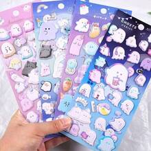 新款可爱柔软毛绒幽灵兔DIY泡泡贴纸，手工泡泡贴纸，适用于手机、平板电脑装饰 - 彩色 - 查看 1