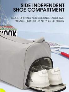 1 pieza Bolso impermeable para hombres con compartimento separado para zapatos, bolso de hombro/cruzado de gran capacidad en color negro sólido minimalista, bolso de equipaje multifuncional, adecuado para estudiantes, adolescentes, estudiantes universitarios, dormitorios, práctico y versátil, adecuado para volver a la escuela, vacaciones, viajes - Multicolor - Ver 9