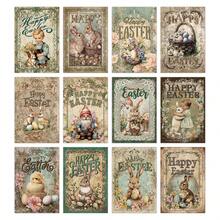 Bộ 12 bưu thiếp Phục Sinh cổ điển kèm nhãn dán, với hình ảnh thỏ Phục Sinh, trứng Phục Sinh, hoa và dòng chữ "Chúc mừng Phục Sinh" - Tuyệt vời cho các dịp lễ, làm quà lưu niệm, trang trí phòng ngủ, làm sổ lưu niệm, đồ thủ công, thiệp chúc mừng và nhiều hơn nữa. - Nhiều màu - Xem 6