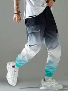 Quần thể thao nam nhẹ màu gradient, cạp chun có dây rút, có túi, thích hợp tập luyện hàng ngày, mùa xuân/thu - màu đen - Xem 3