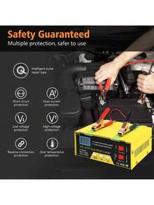Cargador de batería para coche, 12 V/24 V, cargador inteligente de pulsos, mantenedor de batería con pantalla digital para coche, motocicleta, barco, batería de 12 V/24 V. - Amarillo - Ver 3