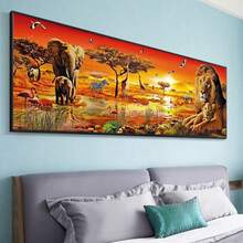 5D DIY钻石画套装，超大尺寸90x30厘米全钻圆形钻石工艺艺术套装，适合成人，最佳家居墙面装饰艺术品，理想的圣诞节和万圣节减压礼物 - 駝色 - 查看 8