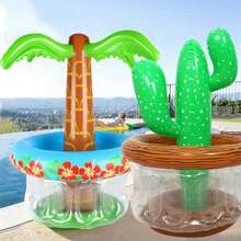 72 Inch Inflatable Palm Tree Cooler, Beach Theme Decor, Pool Party Decoration, Hawaiian Birthday Party Supplies, Tropical Ocean Jungle Summer Outdoor Beverage Cooler - 彩色 - 查看 7