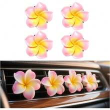 Car Flower Air Vent Clip, 2PCS Cute Tropical Daisy Flower Vehicle Air Conditioner Outlet Clamp, Charm Auto Interior Air Conditioning Decoration Accessories, Universal Fit - 粉色 - 查看 7