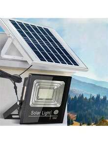 1 pieza Foco solar exterior de alta luminosidad, sin costo eléctrico, bombilla LED de 30W/100W/200W/300W/500W/700W/1000W, luz blanca brillante, para granero, jardín, garaje, camino, patio, césped, balcón, foco de solar, con cable y control remoto