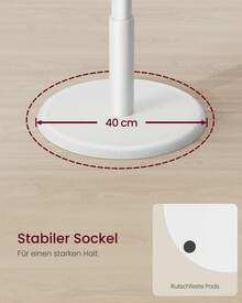 VASAGLE Garderobenständer, Kleiderständer Massivholz, Jackenständer Baumform, 8 Haken für Jacken, Hüte, für Flur, Haken und Haltestange aus Kautschukholz - wolkenweiß - Übersicht 6