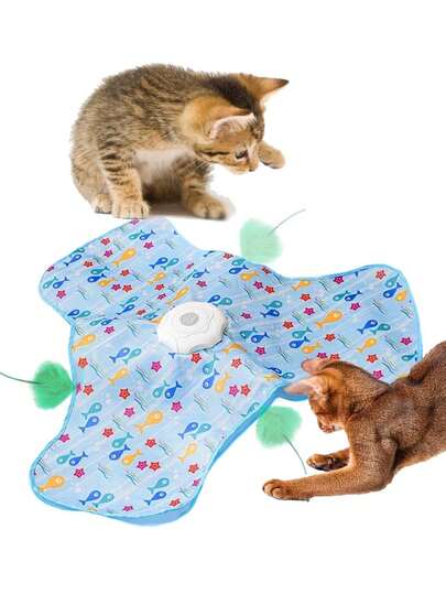 Interactive Cat Toys For Indoor Cats, Rechargeable Hide And Seek Kitten Toys For Bored Indoor Adult Cats Electric Hunting Cover Concealed Teaser Pet Toy