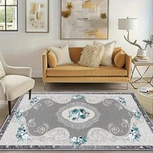 1pc Luxurious Elegant Floral Pattern Carpet. Velvet Surface Weighs Approx. 850g, Thickness Approx. 0.6cm. Durable, Anti-Slip, Easy To Clean Carpet. Available In Multiple Sizes. Suitable For Kitchen, Living Room, Dining Room, Bedroom, Balcony, Bathroom, Study And Other Scenarios. An Ideal Choice For Home Decor.