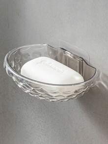 1pc Transparent Soap Dish, Bathroom Wall Mounted Soap Holder, No Drilling Required