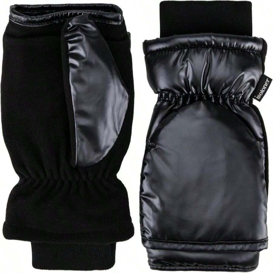 Isotoner Womens Water Repellent Touchscreen Iridescent Sleekheat Gloves And Flip Top Mittens - ColorD - 查看 1