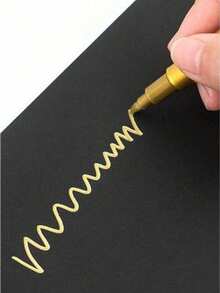 1pc Gold Metallic Marker Pen, Permanent Metal Marker Suitable For Painting, Cards, Writing, Signing, And Crystal Surfaces (Random Style) - Multicolor - View 2