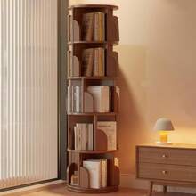 Rotating Bookshelf 360° Rotating Bookcase For Small Space Corner Bookshelf For Bedroom Living Room Study Room 5 Tier - như hình ảnh - Xem 2