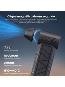 Mini Soprador De Ar Turbo 130000 Rpm Portátil Elétrico - Preto - Visão 3