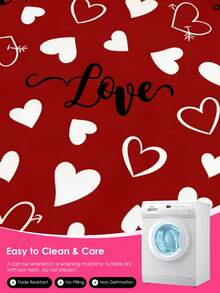 Valentine's Day Limited Edition Red Heart Duvet Cover Set, Classic Bright Red Clashing With Scattered White Heart Prints + Handwritten "Love" Text, Hiding A Valentine's Day Confession In Every Inch Of The Fabric. Soft And Skin-Friendly Fabric With A Fluffy, Cloud-Like Texture. Set Includes 1 Duvet Cover + 1/2 Pillowcase, Oeko-Tex Certified. Filled With Exclusive Valentine's Day Ceremonial Vibes. - Multicolor - View 8