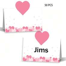 15/30/50 Pcs Heart Place Cards,Table Setting Blank Tented Name Cards, Folded Table Name Signs For Wedding Bridal Shower Baby Shower Party Supplies - Multicolor - View 8