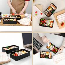 1pc Portable Leak-Proof Lunch Box With Cutlery, Japanese Bento Box, Adult Bento Box, School Lunch Box, Bamboo Lid Lunch Box, Outdoor Travel Insulated Bag, Stackable, Reusable, Suitable For Back To School, Outdoor Travel, Work, Kitchen Food Storage, School Supplies - Multicolor - View 4