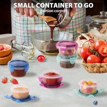 Leakproof Salad Dressing Containers 6 Pack 2.7oz Small Condiment Cups With Lids Reusable  Sauce To-Go For Meals - 1 - 查看 7