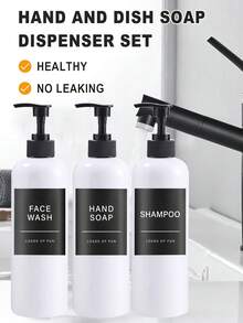 2/3 piezas Botellas dispensadoras de plástico recargables de 500ml con 6/8/12 etiquetas, aptas para jabón de platos/champú/jabón de manos/acondicionador/loción/gel de baño/limpiador facial, se pueden usar como regalos o decoraciones navideñas