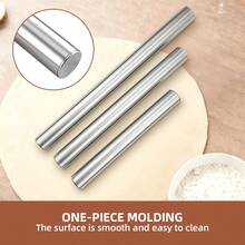 1pc Stainless Steel Rolling Pin,Stainless Steel Baking Roller,Reusable Stainless Steel Rolling Pin,Non-Stick Dough Roller For Baking, Pizza, Pies, Pastries, Noodles,Dumplings,Wonton,Dough, Cookie,Sugar, Hollow And Lightweight Design,Ideal For Family, Kitchen, Birthday Party,Holiday & Festival,3 Sizes-7.87/9.84/11.8in, Kitchen Tool