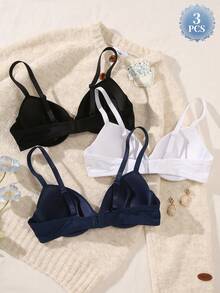 3 piezas de sujetadores con aros de moda para mujer de MIMILEMON - Realce de busto, levantamiento, sexy, cómodo todo el día, que da forma al aspecto diario - Multicolor - Ver 4