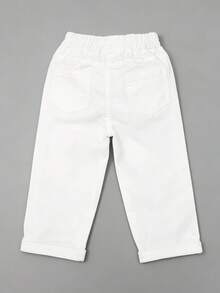 Kids Casual Straight Leg Pants, White, Elastic, Fashionable & Versatile For Boys & Girls, Spring/Autumn - White - View 9