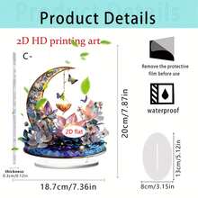 1/3 قطعة تمثال أكريليك مطبوع بالطباعة المسطحة 2D بشكل جمل وزهور لتزيين المكتب، مناسب للأعياد العربية والاحتفالات الإسلامية والحفلات وديكور المنزل والهدايا الفنية