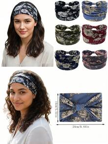 6pcs/Set Boho Style Wide Headbands For Women, Fashion Knotted Yoga Fitness Hair Accessories, African Style Headwraps Women Hair Bands Summer Outfits,Festival,Party - Multicolor - View 2