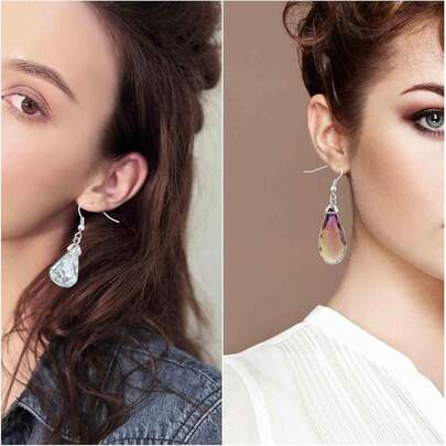 50pcs Stainless Steel Earring Hooks With Pendant Clasps Ear Wires Buckle Fish Hook Dangle Earrings With 50pcs Clear Earring Backs And A Box For DIY Jewelry Making