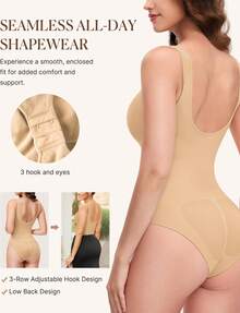 Nebility Backless Shapewear Bodysuits For Women Tummy Control Shapewear Seamless Faja Body Shaper Suit Waist Trainer - Màu be - Xem 4