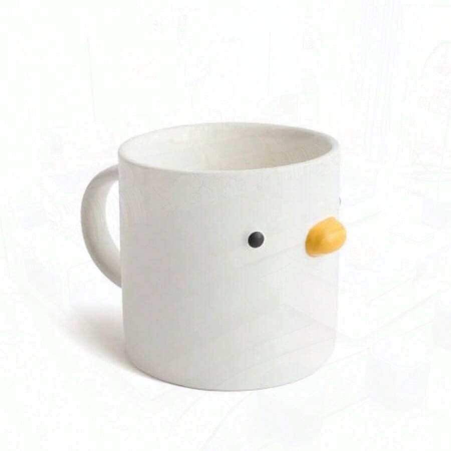 PURROOM Taza de café divertida de cerámica taza de capuchino de pollito dulce taza de té creativa de 13 onzas taza de agua para el hogar oficina familia amigo pareja regalo de San Valentín. - Blanco - Ver 1