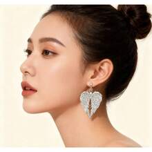 1 Piece Of Silver Guardian Angel Drop Dangle Earrings – Women's Elegant Angel Wings Design, Thoughtful Gift For Special Moments - Silver - View 7