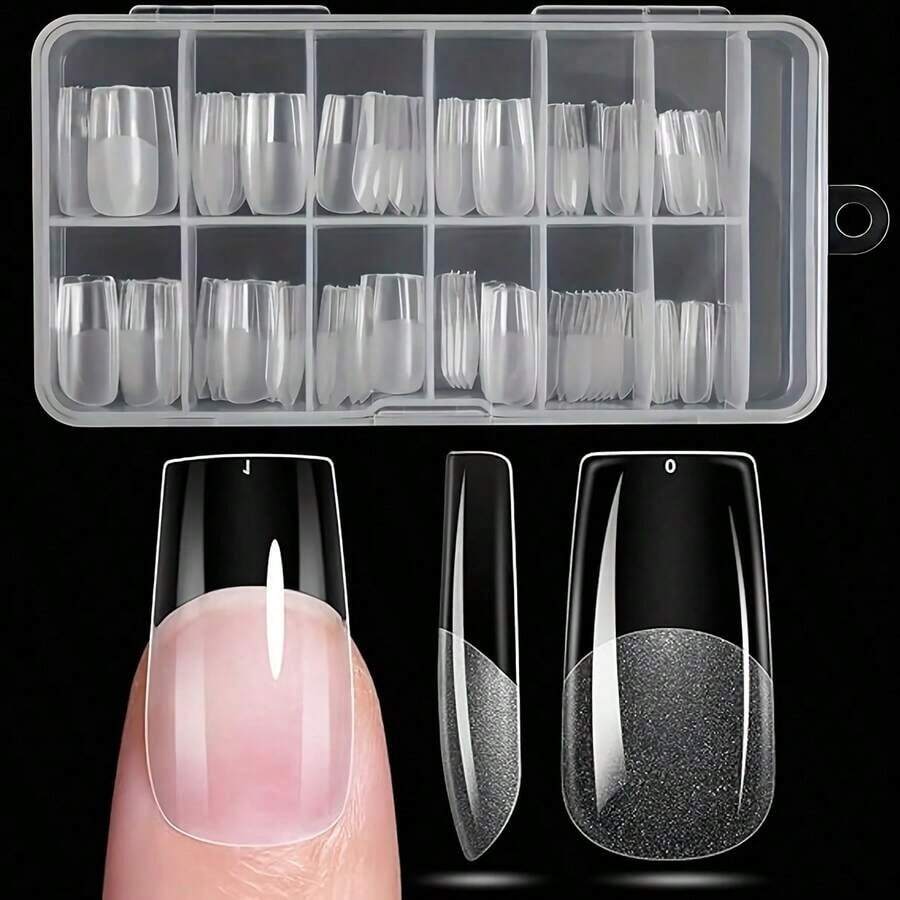 120Pcs Full Cover Square Fake Nails, 12 Sizes Square Nails Acrylic False Nails For Nail Extension, French Square Shaped False Nail Tips For Nail Salons And Nail Tips Art (Clear) - Trong sáng - Xem 1